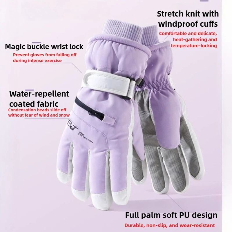 Winter Cycling Ski Gloves Waterproof Thermal Protection With Touchscreen Pocket 3