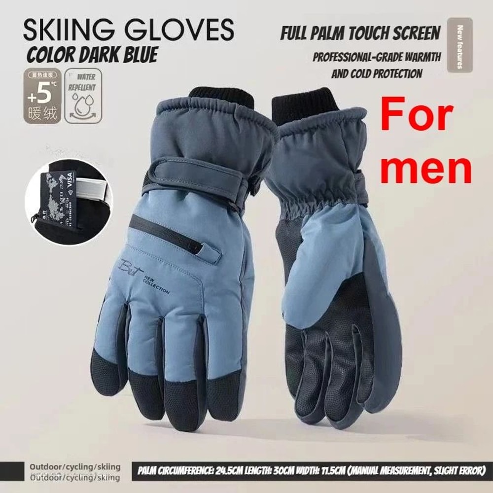 Winter Cycling Ski Gloves Waterproof Thermal Protection With Touchscreen Pocket 7