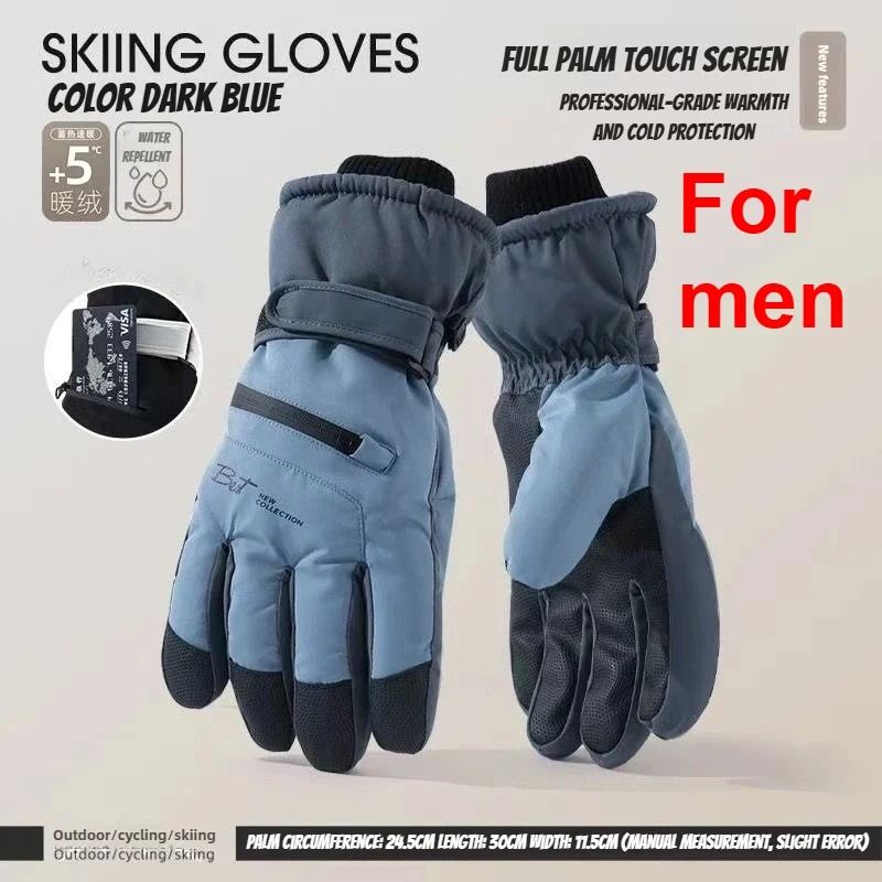 Winter Cycling Ski Gloves Waterproof Thermal Protection With Touchscreen Pocket 7