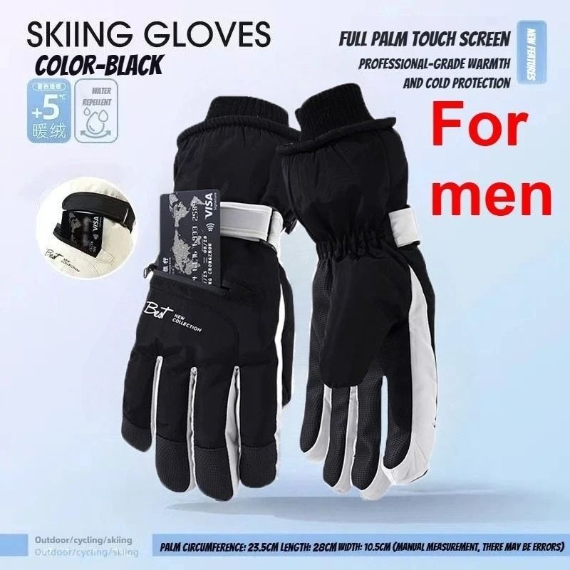 Winter Cycling Ski Gloves Waterproof Thermal Protection With Touchscreen Pocket 9