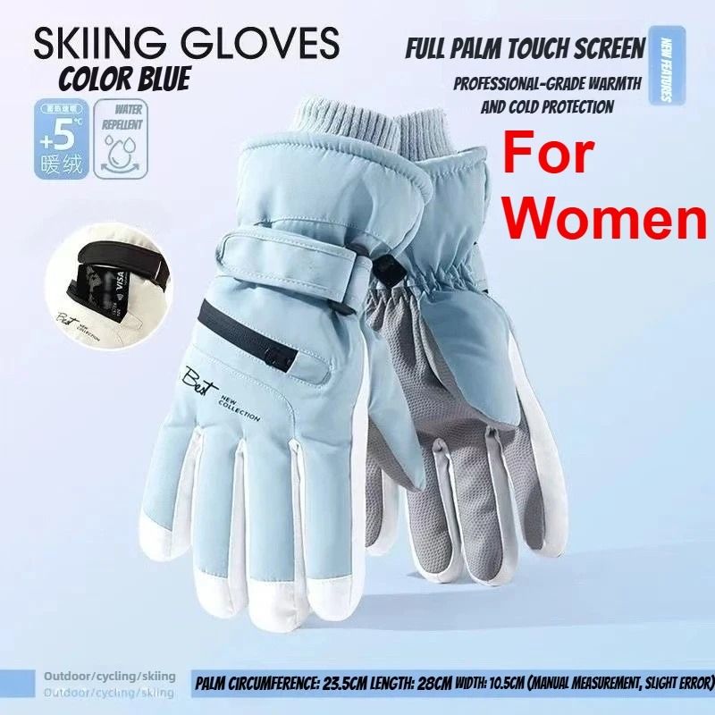 Winter Cycling Ski Gloves Waterproof Thermal Protection With Touchscreen Pocket 12