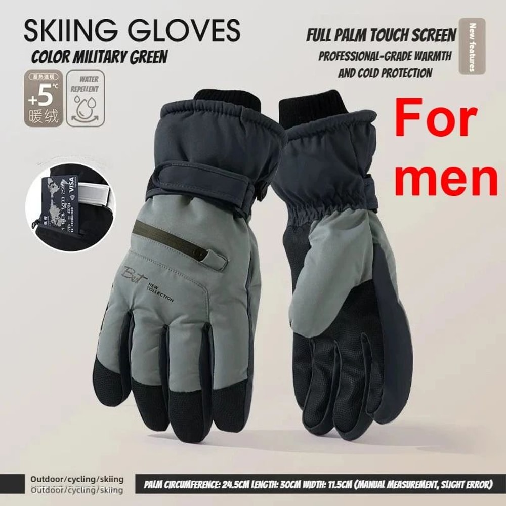 Winter Cycling Ski Gloves Waterproof Thermal Protection With Touchscreen Pocket 14