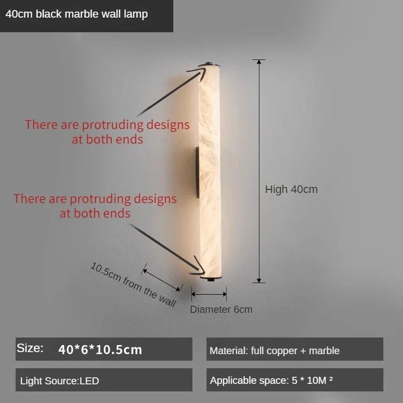 Full Copper Spanish Natural Snowflake Marble LED Wall Lamp 11