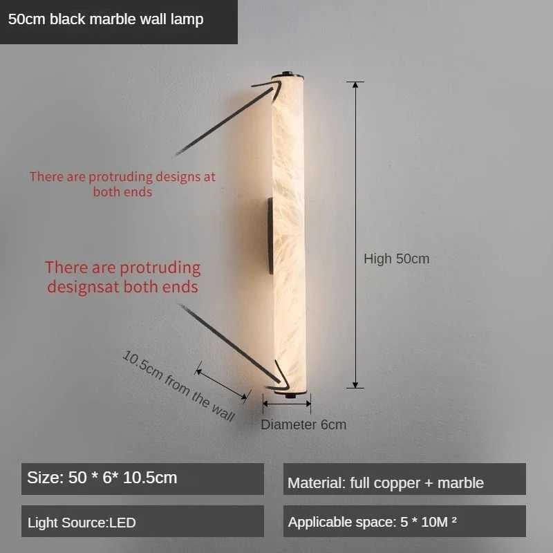 Full Copper Spanish Natural Snowflake Marble LED Wall Lamp 12
