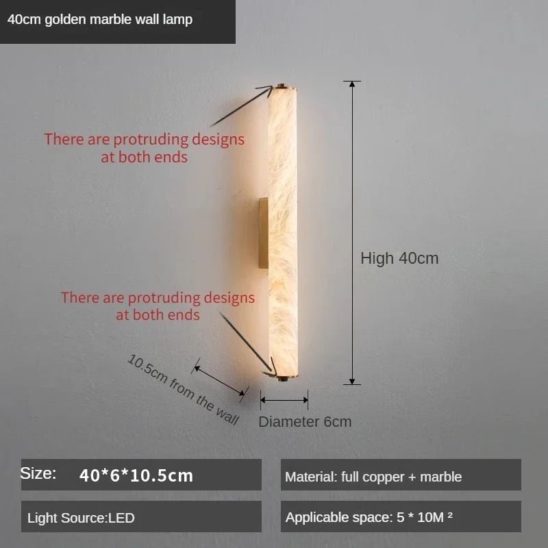 Full Copper Spanish Natural Snowflake Marble LED Wall Lamp 7