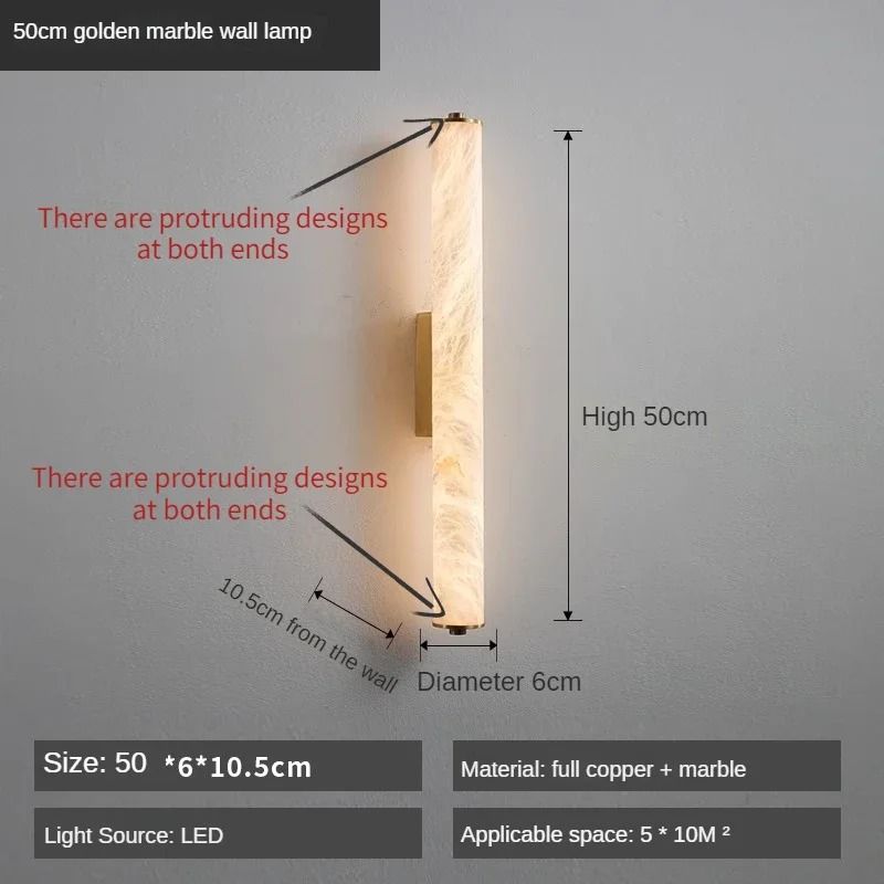 Full Copper Spanish Natural Snowflake Marble LED Wall Lamp 8