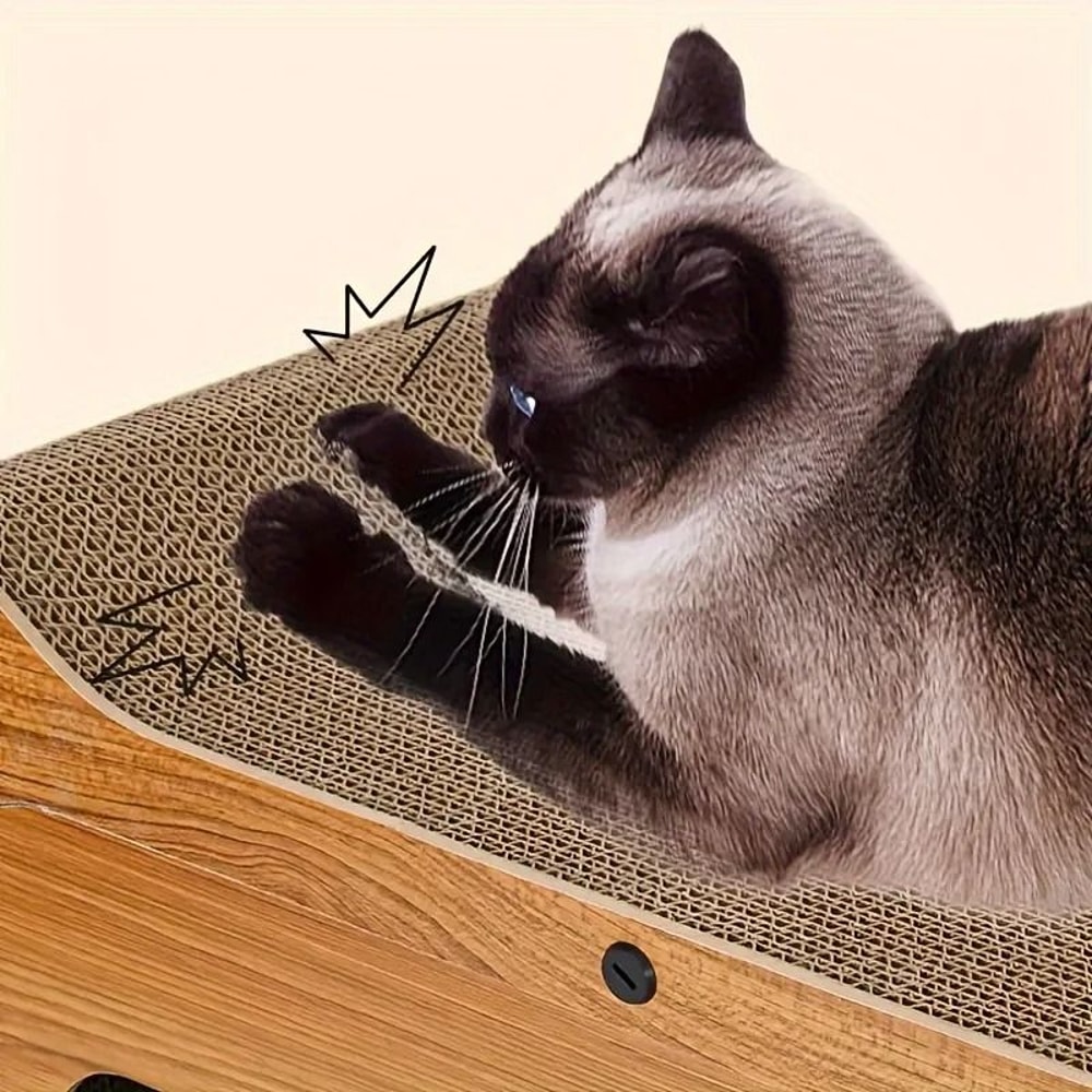 Luxury Cat Scratch Sofa With Durable Cardboard Nest And Interactive Toys 3