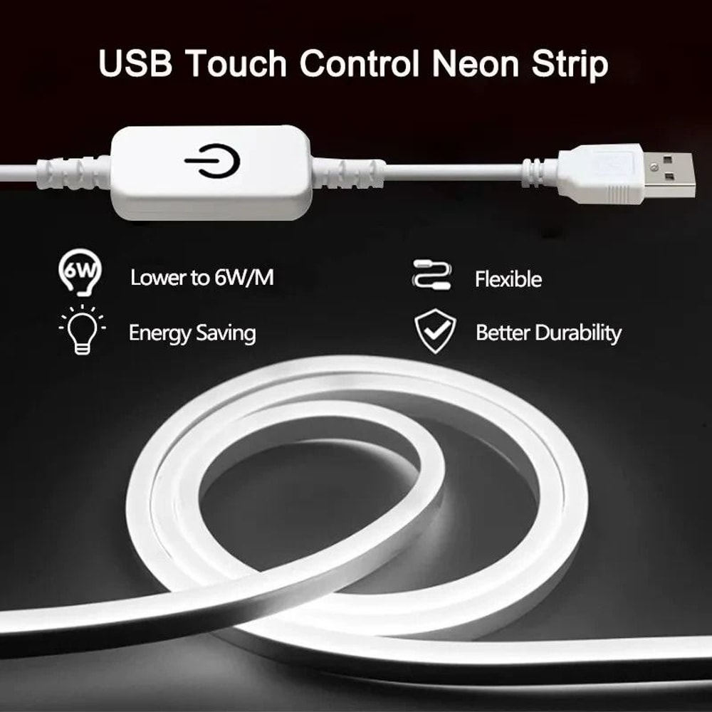 Dimmable Silicone Neon LED Strip Light With Touch Switch 1