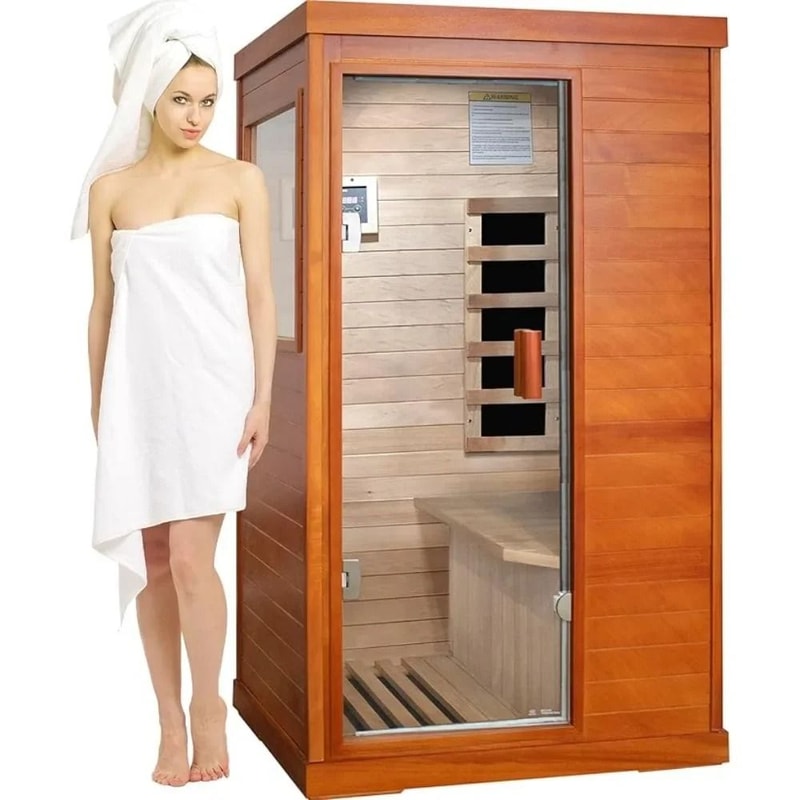 Premium 1Person Far Infrared Wooden Indoor Sauna 0