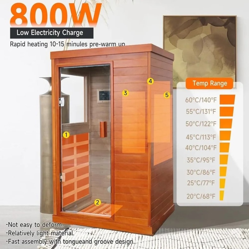 Premium 1Person Far Infrared Wooden Indoor Sauna 2