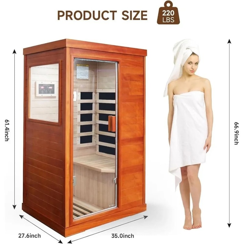 Premium 1Person Far Infrared Wooden Indoor Sauna 4