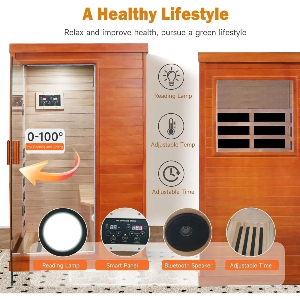 Premium 1Person Far Infrared Wooden Indoor Sauna 5