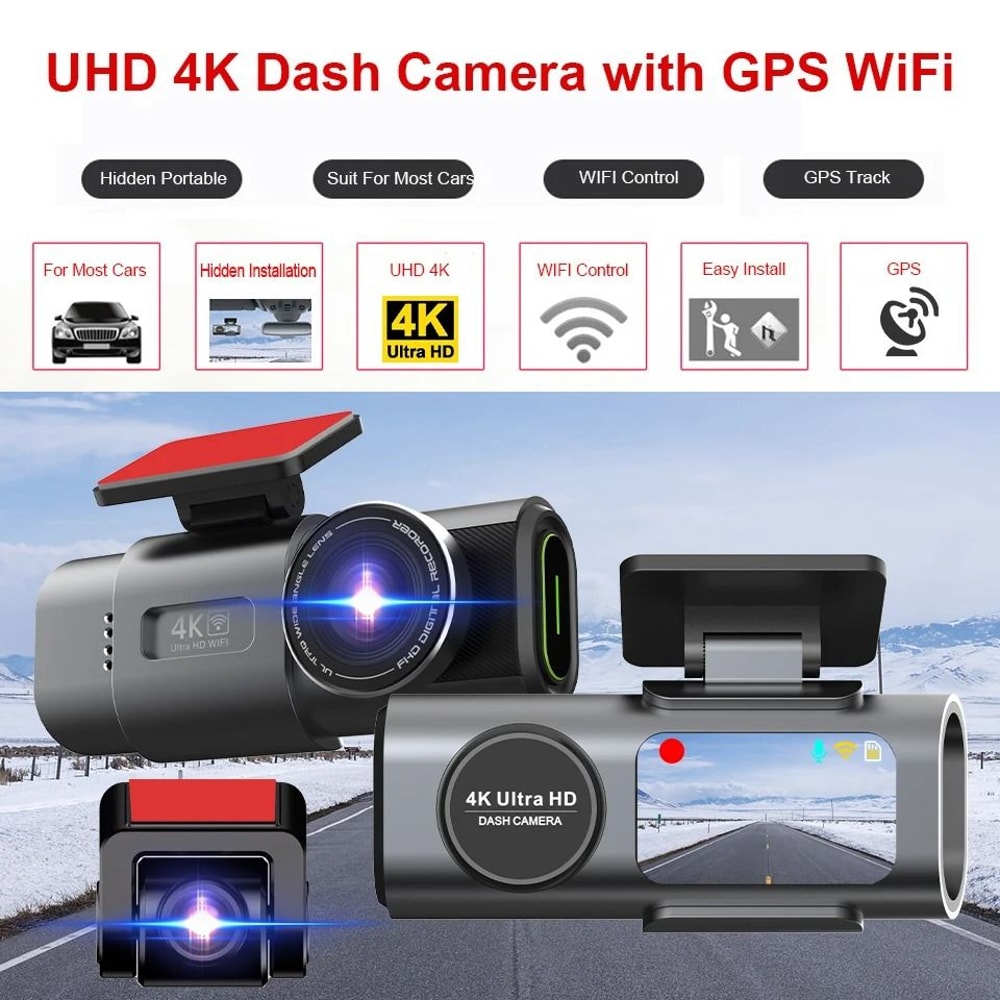 4K Mini Dashcam With GPS WiFi And Dual Lens System 1