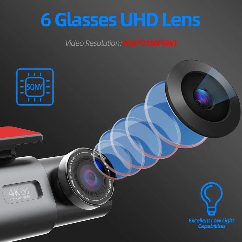 4K Mini Dashcam With GPS WiFi And Dual Lens System 2
