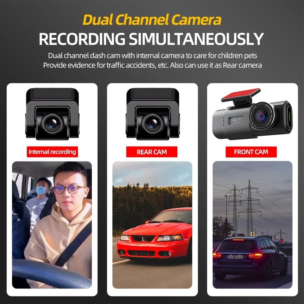 4K Mini Dashcam With GPS WiFi And Dual Lens System 3
