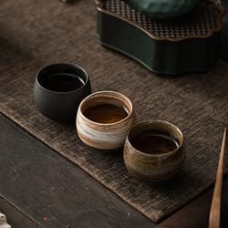 japanese handmade rough pottery tea cup