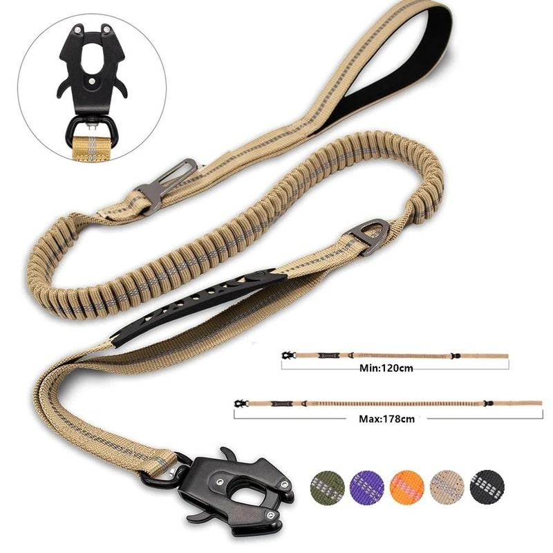 HeavyDuty Tactical Reflective Bungee Dog Leash 0