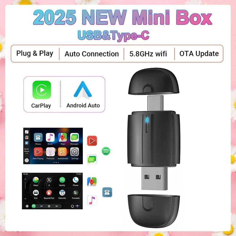 2in1 Wireless CarPlay Android Auto Smart Mini Box 9