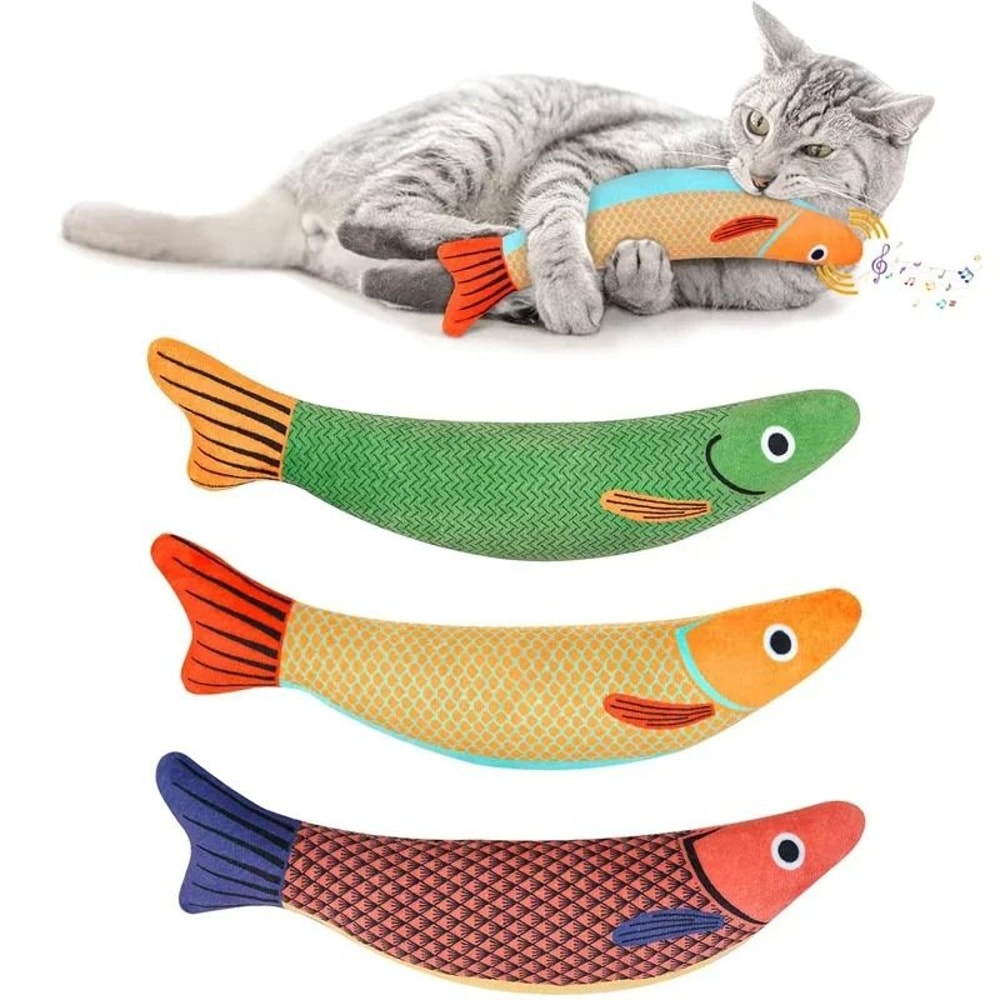 3D Simulation Catnip Interactive Plush Fish Toy 0