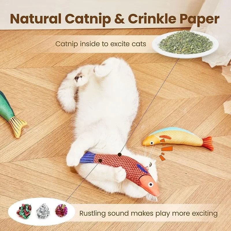 3D Simulation Catnip Interactive Plush Fish Toy 2