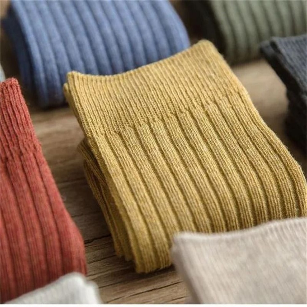 5 Pairs Of Vibrant Mixed Color Striped Comfort Crew Socks 3