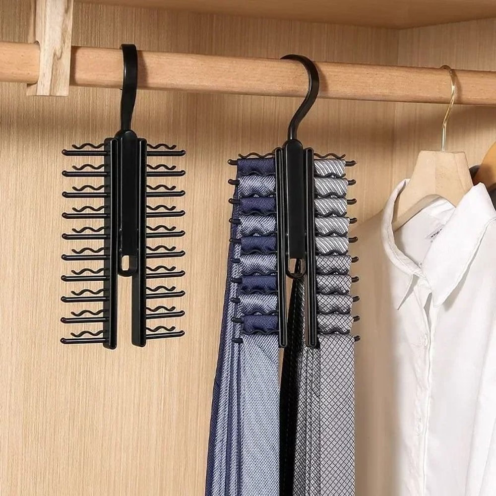 360 Rotatable 20Row Wardrobe Tie Belt Organizer 3
