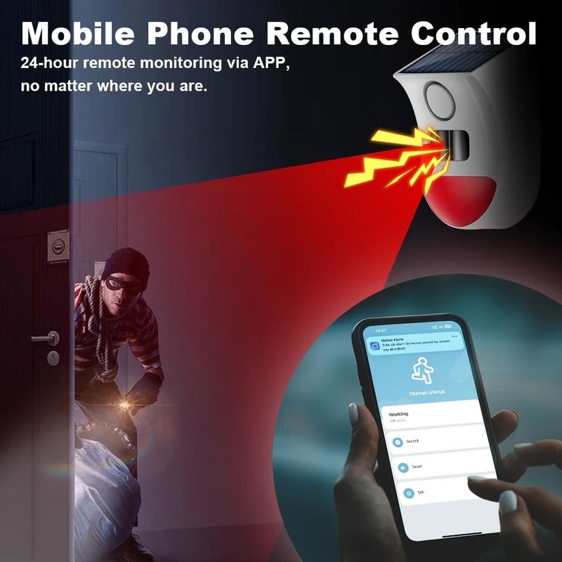 SolarPowered Smart Motion Siren WiFi Outdoor Security Strobe Alarm 4
