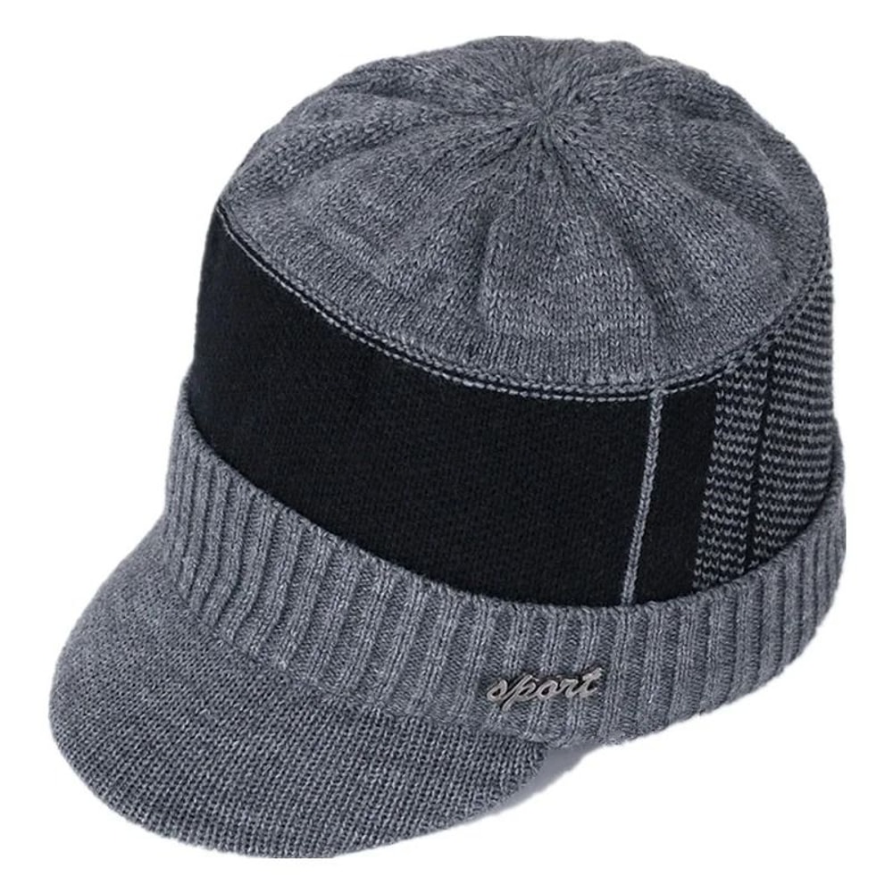 Thicken FurLined Winter Beanie With Brim Unisex Thermal Knitted Hat 5