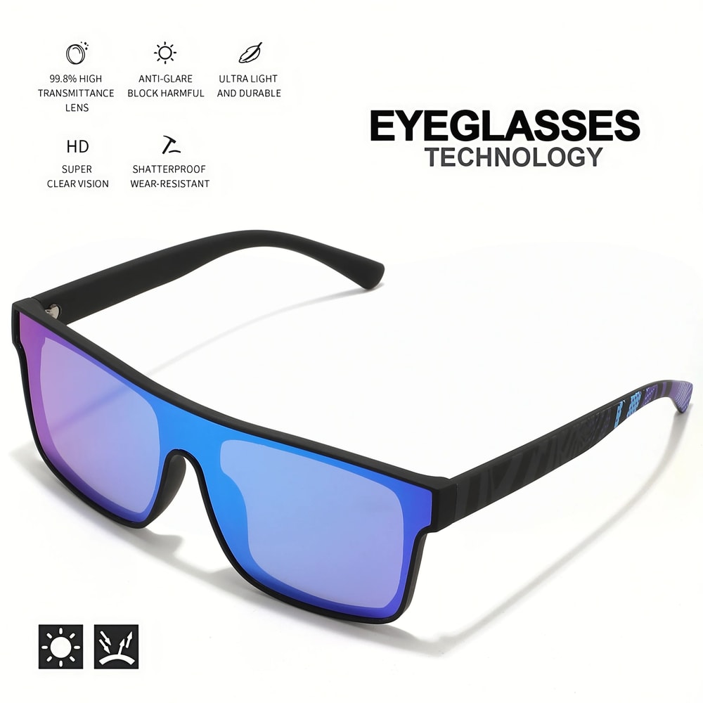 Square HighPerformance Sports Sunglasses UV400 Protective OnePiece Shield 5