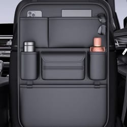 luxury faux leather seat back organizer – large capacity multi-pocket vehicle storage