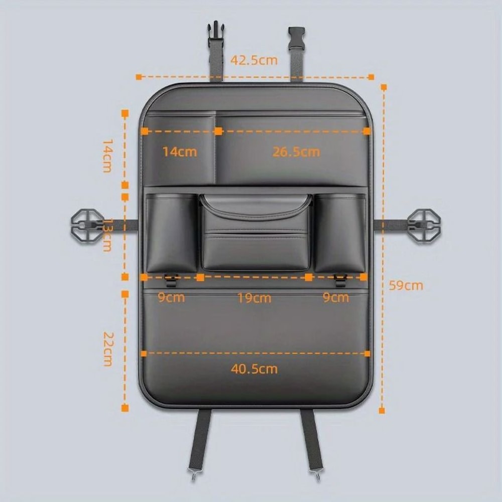 Luxury Faux Leather Seat Back Organizer Large Capacity MultiPocket Vehicle Storage 6