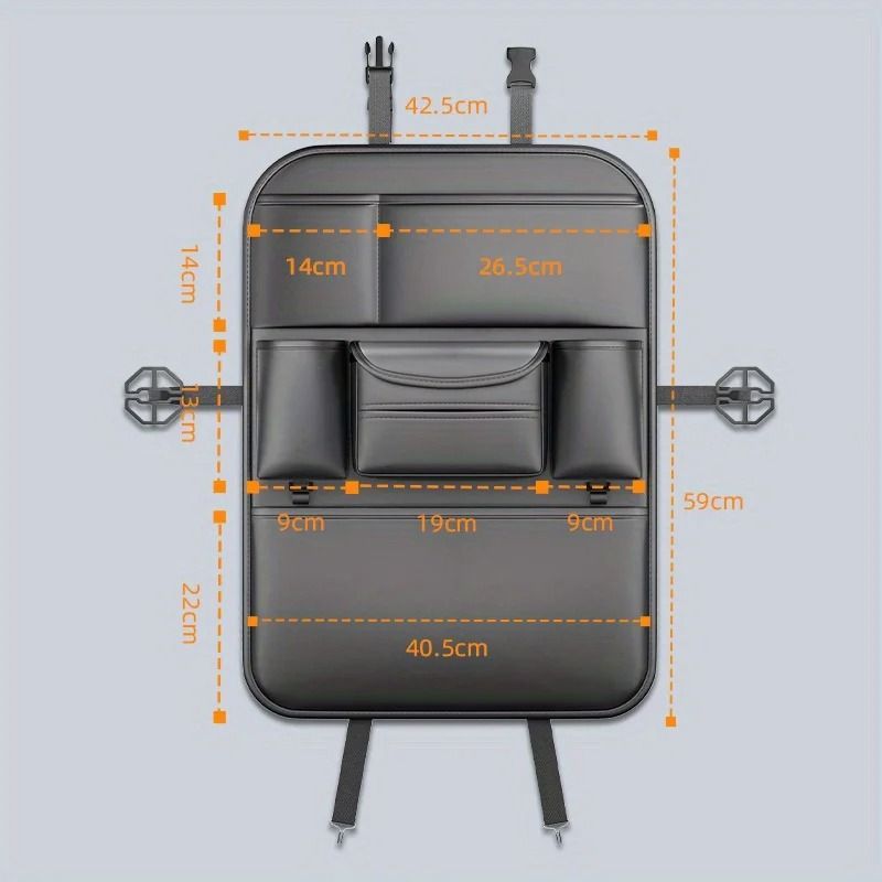 Luxury Faux Leather Seat Back Organizer Large Capacity MultiPocket Vehicle Storage 6