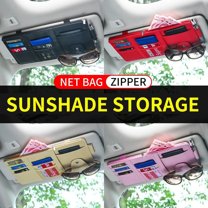 Universal Leatherette Sun Visor Organizer MultiFunction Travel Storage Hub 3