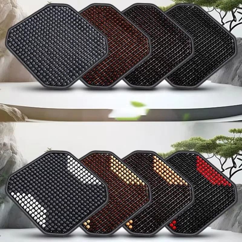 Natural Wooden Bead Cooling Seat Cushion Breathable Massage Support For Car Home 4
