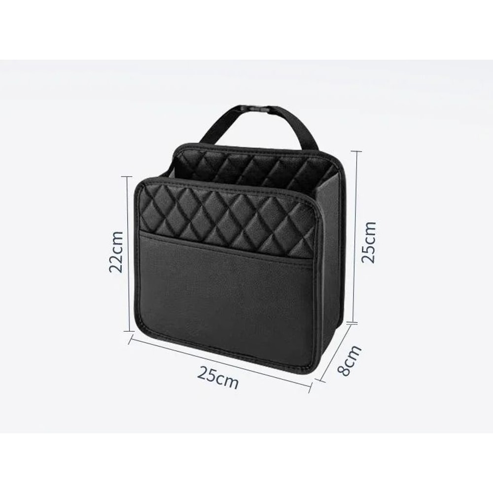 Luxury Quilted Leather Seat Back Organizer MultiFunctional Folding Storage Hub 6