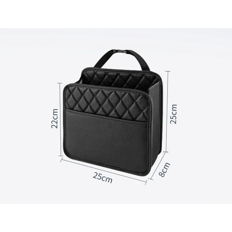 Luxury Quilted Leather Seat Back Organizer MultiFunctional Folding Storage Hub 6