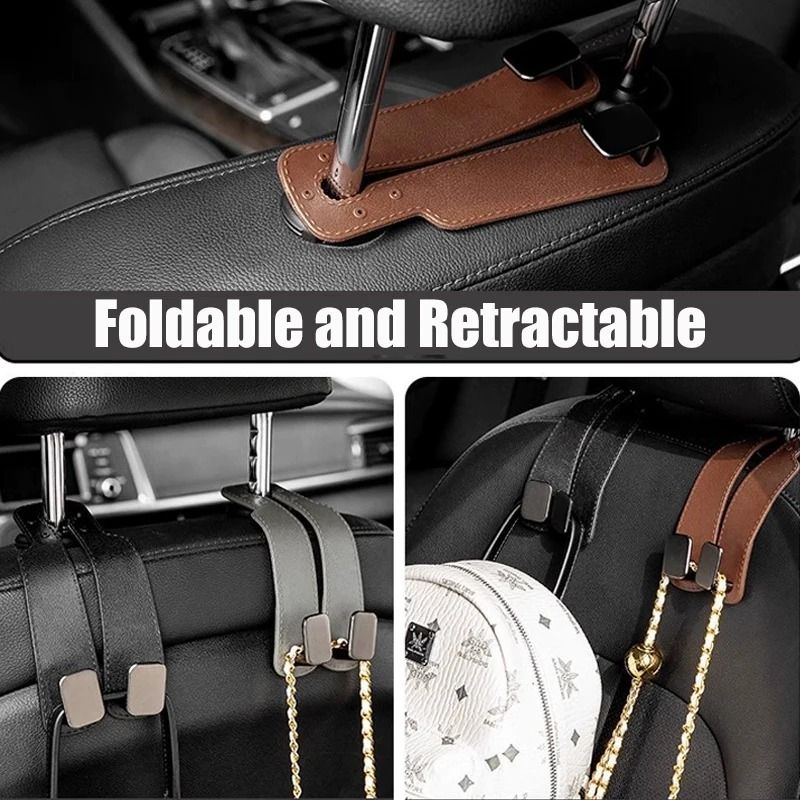 Luxury Suede DoubleEnded Car Hook MultiFunctional Headrest Storage Phone Holder 1