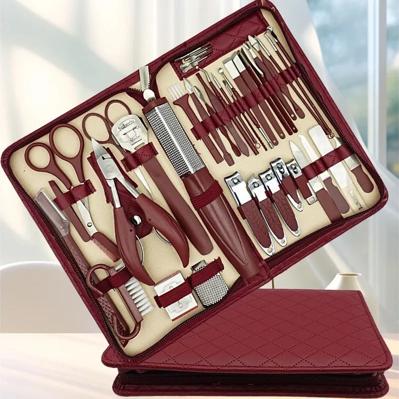 Stainless Steel Manicure Grooming Kit 1042 Piece Set In Premium Zippered Leather Case 3
