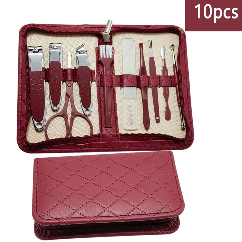 Stainless Steel Manicure Grooming Kit 1042 Piece Set In Premium Zippered Leather Case 7