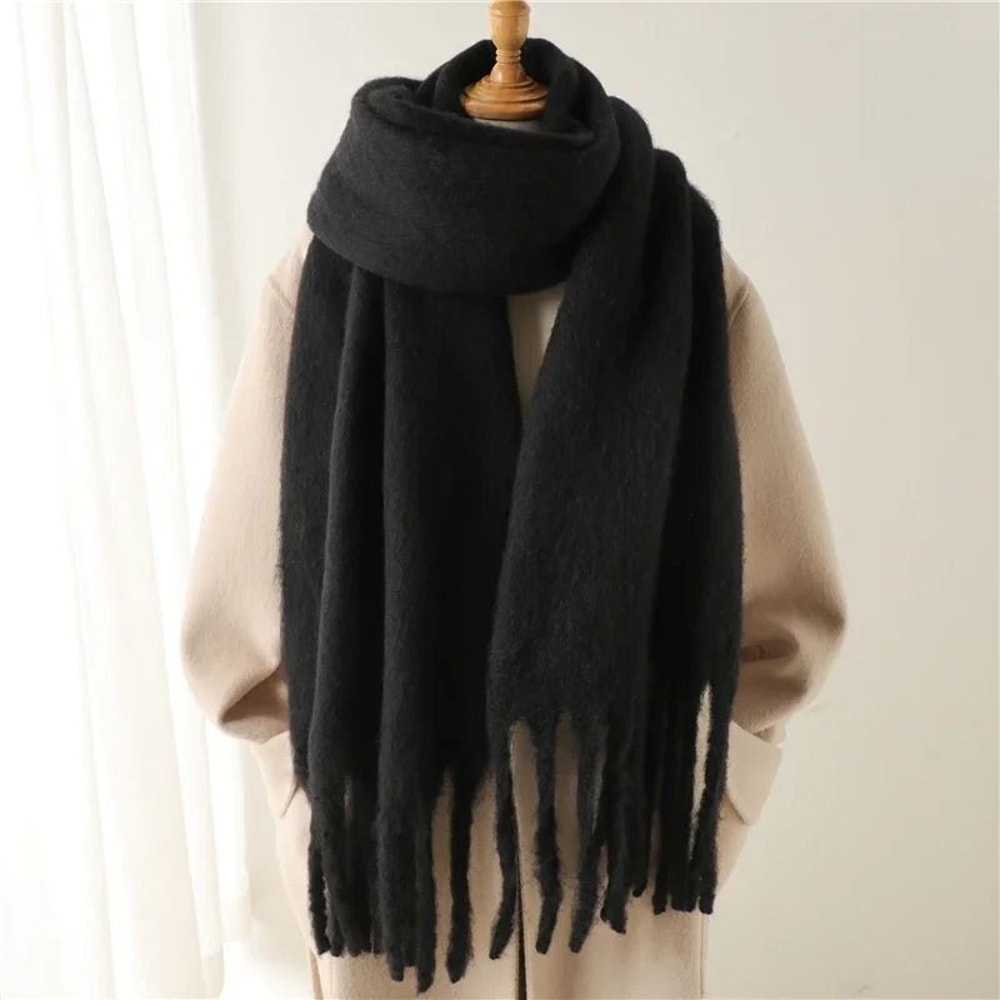 Luxury Winter CashmereFeel Scarf Extra Long Solid Pashmina Wrap Thick Tassel Shawl 0