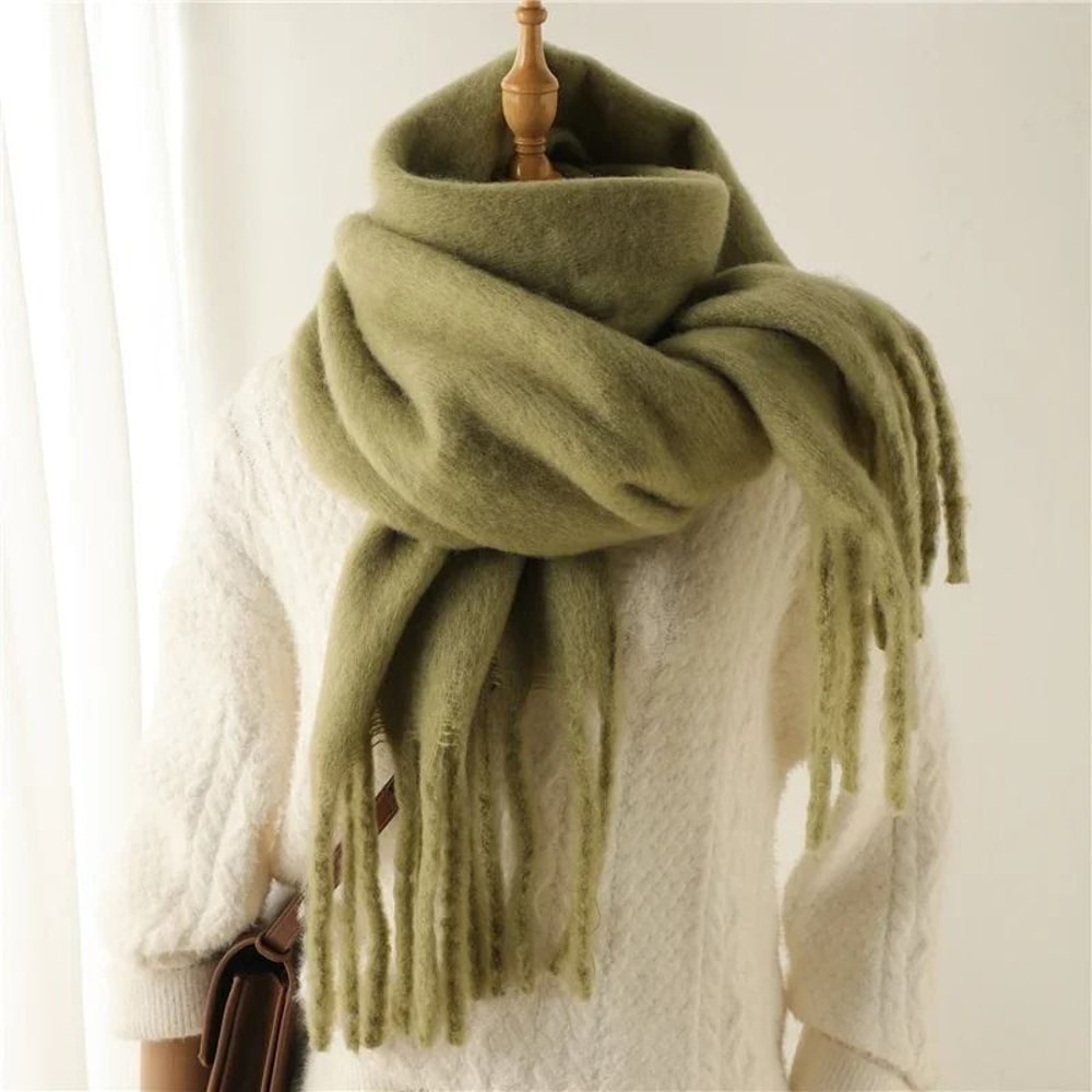Luxury Winter CashmereFeel Scarf Extra Long Solid Pashmina Wrap Thick Tassel Shawl 12