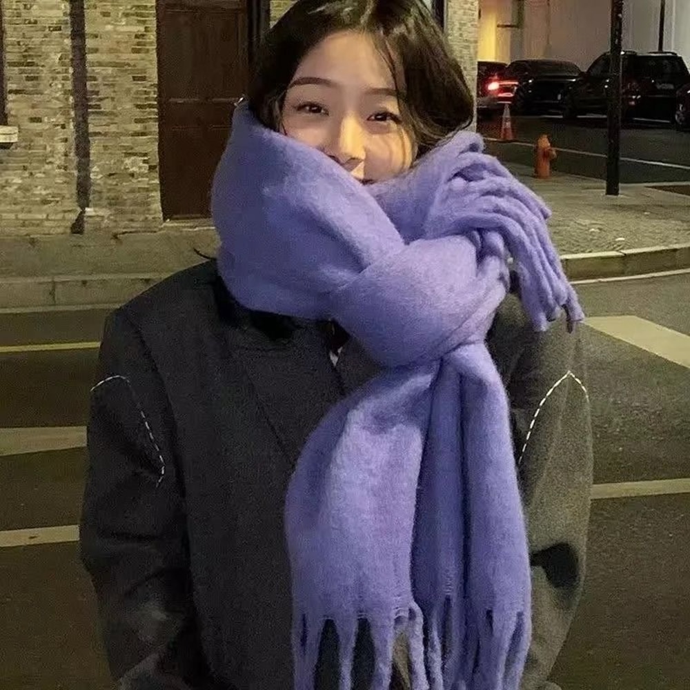 Luxury Winter CashmereFeel Scarf Extra Long Solid Pashmina Wrap Thick Tassel Shawl 19