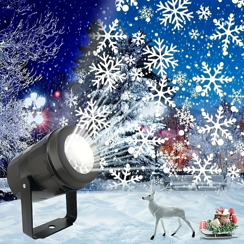 LED Snowflake Projection Light USB Powered Rotating Winter Simulation Light 0
