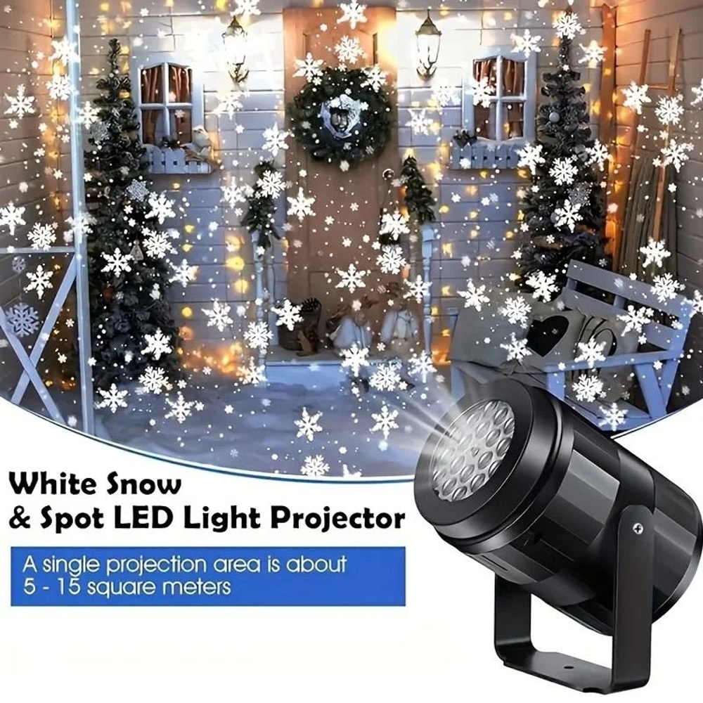 LED Snowflake Projection Light USB Powered Rotating Winter Simulation Light 3