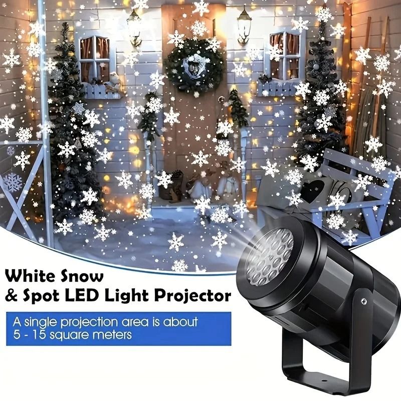 LED Snowflake Projection Light USB Powered Rotating Winter Simulation Light 3