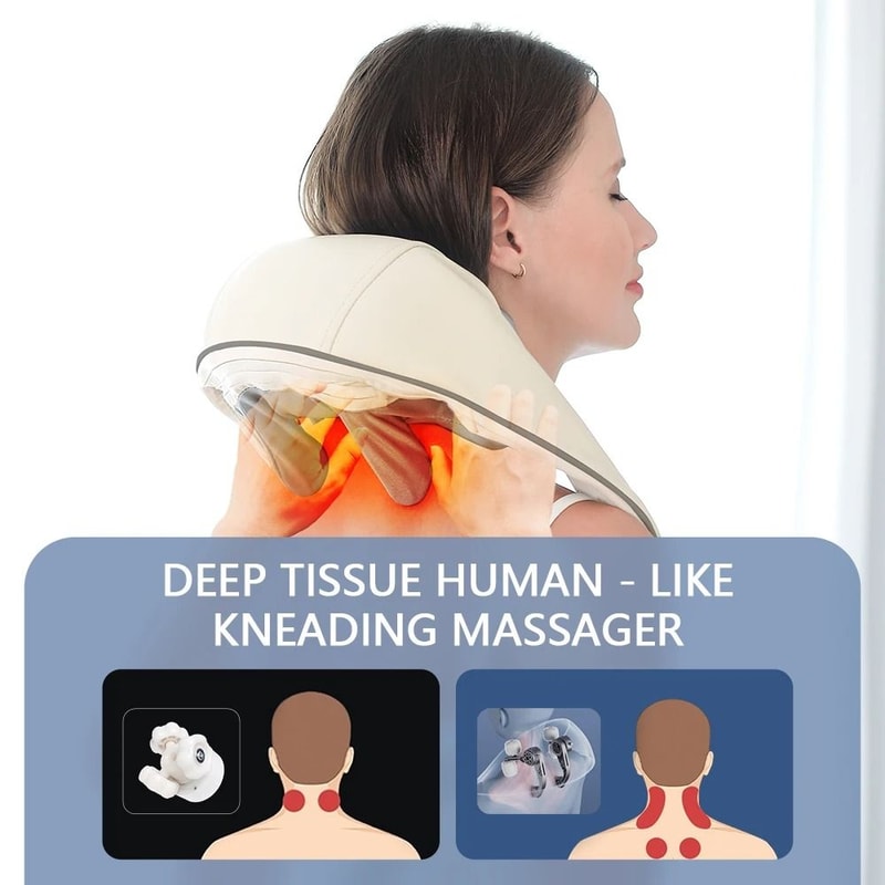 Brushless Motor Neck Shoulder Massager Wireless 26W DeepKneading Thermal Massage Shawl 5