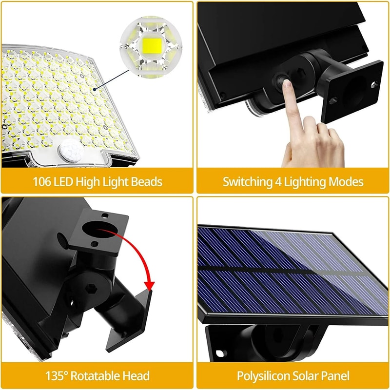 Solar Outdoor Security Flood Light HighIntensity LED Motion Sensor Light With Remote Control 3