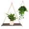 Floating Wooden Hanging Shelf WallMounted Rope Storage Rack For Plants Home Decor 4