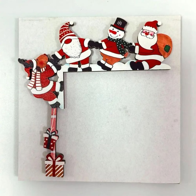 Festive Wooden Christmas Door Corner Decor Santa Snowman Reindeer Frame Ornament 4