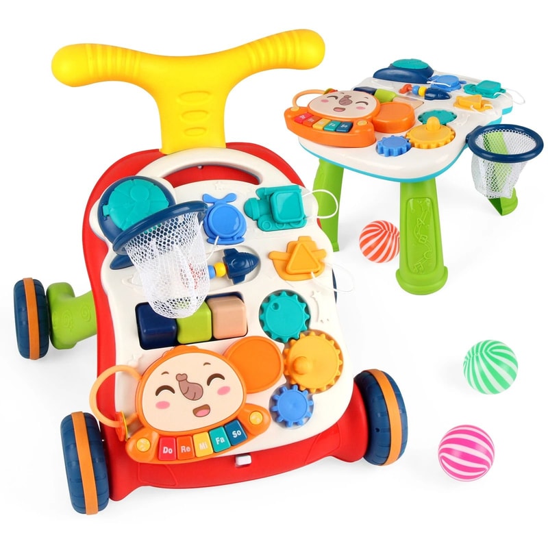 Multifunction Baby Activity Walker Learning Push Toy With Music Drawing Board 10
